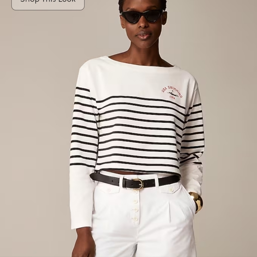 J Crew Limited Edition USA Swimming X J Crew Cropped Boatneck T-shirt| NWT Sz S